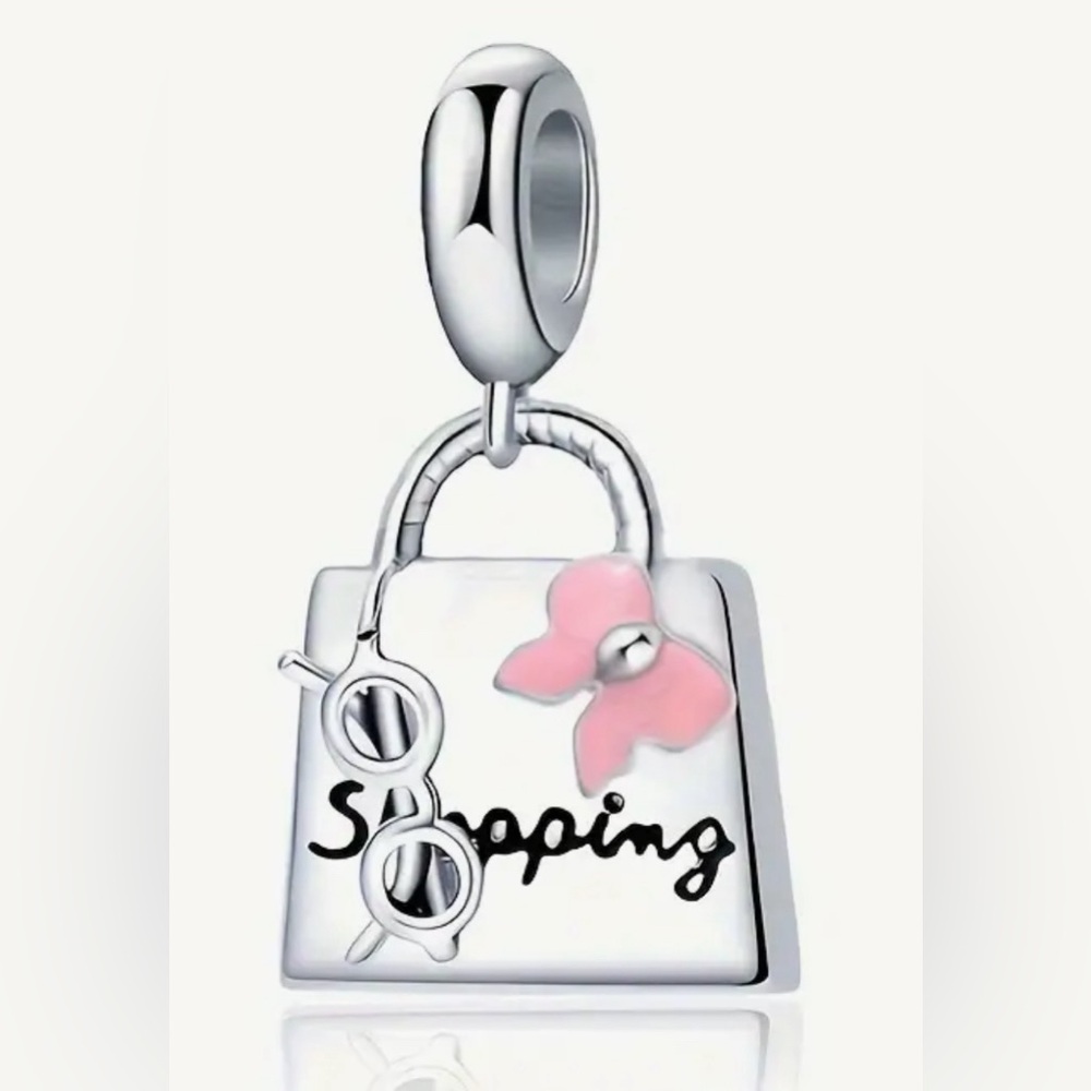 Silver Shopping Bag Dangle Charm for Pandora Braclets